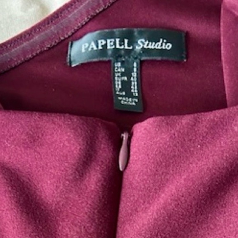 Adrianna Papell Beaded One Shoulder Hi-Low Burgundy Evening Gown Size 8 - Picture 5 of 7